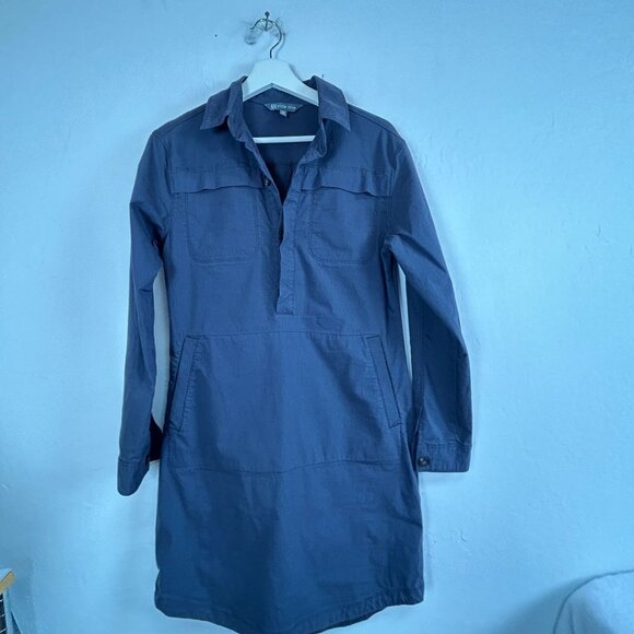 Title Nine Womens Wren Utility Shirt Dress Small Gray Long Sleeve Pocket Stretch - Picture 1 of 9